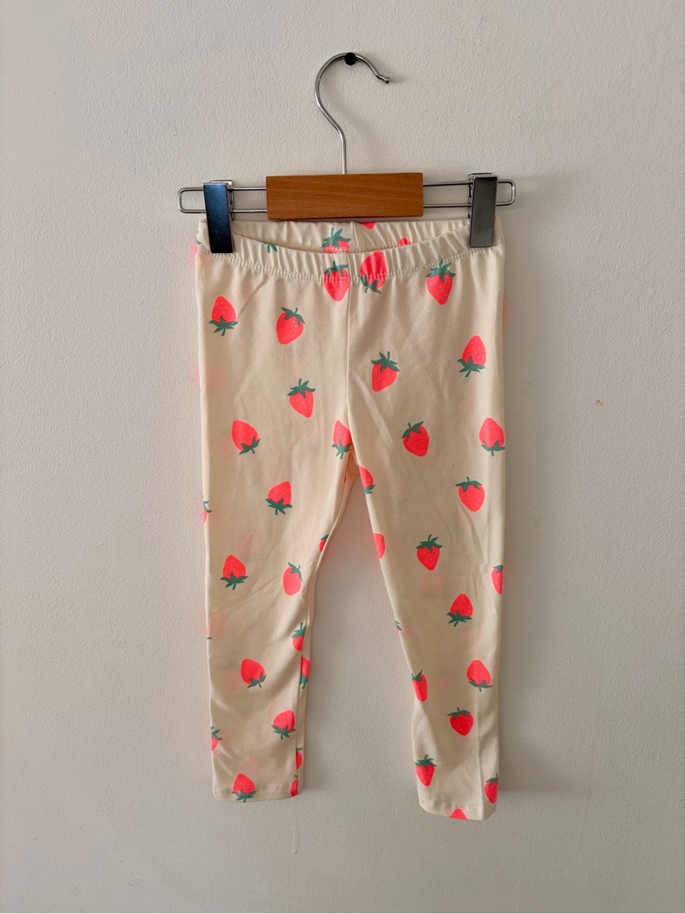 Cat & Jack Cream Leggings with Pink Strawberry Print